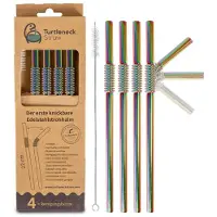 Turtleneck Strohhalm Edelstahl biegbar Regenbogen (Set von 4 Stück)