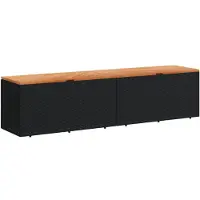 vidaXL Gartentruhe Schwarz 220x50x54 cm Poly Rattan Akazienholz