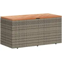 vidaXL Gartentruhe Grau 110x50x54 cm Poly Rattan Akazienholz