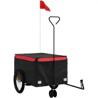 vidaXL Fahrradanhänger Schwarz und Rot 45 kg Eisen