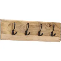 vidaXL Wandgarderobe - 4 Haken - Massivholz Mango - 82 x 22 x 7 cm