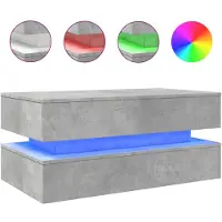 DKD Home Decor Couchtisch mit LED-Leuchten Betongrau 90x50x40 cm