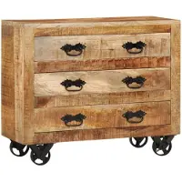 vidaXL Sideboard mit 3 Schubladen 80x30x65 cm Massives Raues Mangoholz