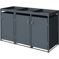 ML-Design Mülltonnenbox 3er mit Pflanzdach für 3 Mülltonnen, 240L 200x80x124cm Anthrazit, Stahl, wetterfest/abschließbar
