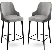 Skye Decor | 2er-Set Barhocker Enox Samt Grau Samt 45x105x43 cm | NADUVI