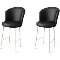 Skye Decor | 2er-Set Barhocker Uras Schwarz Kunstleder 46x107x40 cm | NADUVI