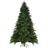 Costway 210cm LED Künstlicher Weihnachtsbaum, Christbaum mit Klappsystem und Metallständer, Tannenbaum geschmückt, Kunstbaum Weihnachten