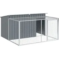 vidaXL Hundehütte mit Auslauf Anthrazit 197x194x110 cm Verzinkter Stahl