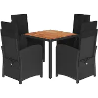 vidaXL 5-tlg. Garten-Essgruppe mit Kissen Schwarz Poly Rattan