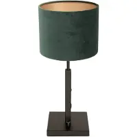 Steinhauer Tischleuchte Sparkled Light 1-flammig Mattschwarz mit Stoffschirm Grün 14x14cm