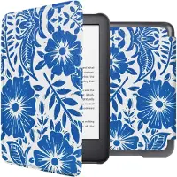 IMoshion Design Slim Hard Case Klapphülle für das Amazon Kindle (2024) / Amazon Kindle (2022) 11th gen - Flower Tile