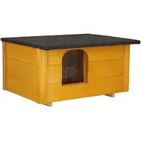 Springos Hundehaus aus Holz 54x39x30 Cm Wetterfest Hundehütte Haustierhütte Hundehöhle Katzenhaus - Gelb