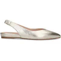 Manfield Silberfarbene Leder-Ballerinas mit Knöchelriemchen | Größe 39