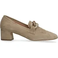 Manfield Beigefarbene Veloursleder-Pumps mit Kette | Größe 42