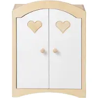 Van Dijk Toys Holzspielzeug Puppengarderobe - Natur mit weiß (Kita-Qualität)