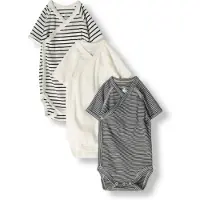 Petit Bateau Baby-Body 3 Bodies Naiss Mc Multi Gestreift (3er-Set)-Maat 50 - 0 maanden