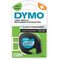 Dymo - LetraTag Tape Plastic 12mm x 4m black on clear (S0721530)