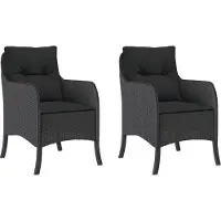 vidaXL Gartenstühle mit Kissen 2 Stk. Schwarz Poly Rattan