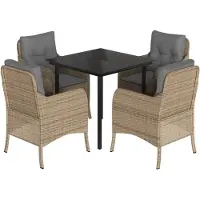 vidaXL 5-tlg. Garten-Essgruppe mit Kissen Beige Poly Rattan