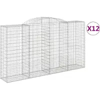 vidaXL Gabionen mit Hochbogen 12 Stk 300x50x160/180cm Verzinktes Eisen