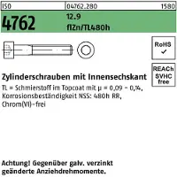 Reyher Zylinderschraube ISO 4762 m.Innensechskant M 24 x 140 12.9 zinkbesch Gleitmittel flZnnc 480h-L
