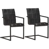 vidaXL Freischwinger 2 Stk. Schwarz Echtleder