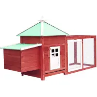 vidaXL Hühnerstall mit Hühnernest Rot 190x72x102 cm Tanne Massivholz