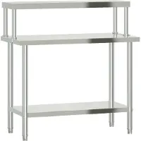 DKD Home Decor Küchen-Arbeitstisch mit Aufsatzboard 110x55x120 cm Edelstahl