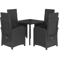 vidaXL 5-tlg. Garten-Essgruppe mit Kissen Schwarz Poly Rattan