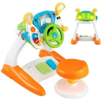 Costway Fahrspielzeug für Kinder, interaktives Lenkrad-Spielzeug mit rundem Hocker, Licht, Musik, Hupe, Megaphon, zyklischer Drehszene, Lehrreiches Verkehrsspiel für Kinder im Vorschulalter
