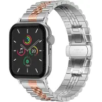 Selencia Jubilee-Edelstahlarmband für Watch Series 1 t/m 9 / SE (38/40/41 mm) | Series 10 / 11 (42 mm) - Zilver & Rosé Goud / Silver & Rose Gold