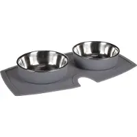 Flamingo Dobbel skål m. silikoneunderlag 2x410ml