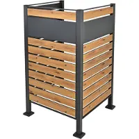 ML-Design Mülltonnenzaun für 1 Mülltonne, Anthrazit-Holzoptik, aus Stahl, 91x91x150 cm, rostfrei, massiv