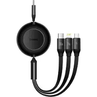 Baseus Bright Mirror 2 Series 3-in-1 ausziehbares Schnellladekabel – USB-C zu USB-C / Lightning / Micro-USB – 100 Watt – Schwarz