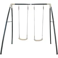 Axi Schaukel aus Metall in Anthrazit & Creme | Doppelschaukel mit Gestell für 2 Kinder / Kinderschaukel | Schaukelgestell für den Garten