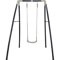 Axi Schaukel aus Metall in Anthrazit & Creme | Einzelschaukel mit Gestell für Kinder / Kinderschaukel | Schaukelgestell für den Garten