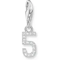 Thomas Sabo Charm-Anhänger Zahl 5 mit weissen Steinen Silber
