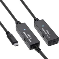 InLine USB 3.2 Gen.1 Aktiv-Verlängerung, USB-C Stecker an USB-C Buchse, 10m, 10 m, USB C, USB C, USB 3.2 Gen 1 (3.1 Gen 1), 5 Gbit/s, Schwarz