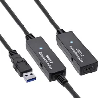 InLine USB 3.2 Gen.1 Aktiv-Verlängerung, USB-A Stecker an USB-C Buchse, 15m, 15 m, USB A, USB C, USB 3.2 Gen 1 (3.1 Gen 1), 5 Gbit/s, Schwarz
