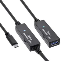 InLine USB 3.2 Gen.1 Aktiv-Verlängerung, USB-C Stecker an USB-A Buchse, 10m, 10 m, USB C, USB A, USB 3.2 Gen 1 (3.1 Gen 1), 5 Gbit/s, Schwarz