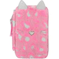 TOPModel Federtasche WILD Leo 3-Fach, gefüllt mit 18 Bunt- und Filzstiften, 2 Bleistiften,, Anspitzer, Radierer, Lineal, Schere, Klebestift,, Klett-Tasche, Material: 100% Polyester