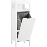 SoBuy BZR122-W Wäscheschrank mit Wäschesack Wäschetruhe Wäschesammler Wäschekorb Badschrank Weiß