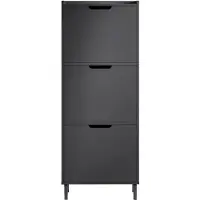 SoBuy FSR151-H-SCH Schuhschrank mit 3 Klappen - 50 x 19 x 129 cm - Anthrazit