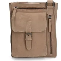 No Stress Beigefarbene Schultertasche aus Veloursleder | Größe Onesize