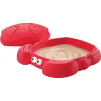 Step2 Crabbie Sandkasten mit Deckel und Sitzbank | Plastik Sand Kasten mit Abdeckung für Kinder in Form einer Krabbe
