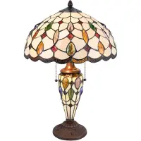 Clayre & Eef Tiffany Tischlampe 5182, Multicolour, für Wohn- / Esszimmer, Glas, Tiffany, Tischlampe