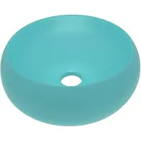 vidaXL s Waschbecken Rund Matt Hellgrün 40x15 cm Keramik