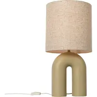 QAZQA - Design Skandinavische Tischleuchte I Tischlampe I Lampe I Leuchte Beige mit Leinen-Schirm Beige - Lotti I Wohnzimmer I Schlafzimmer - Kunststoff Organisch - LED geeignet E27