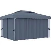 The Living Store Pavillon mit Vorhang 4x3 m Anthrazit Aluminium