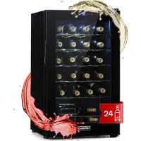 Klarstein Weinkühlschrank, 1 Zonen Getränkekühlschrank Klein, Kleiner Weinschrank 63L, Wein-Kühlschrank Klein mit Glastür, Indoor/Outdoor Flaschenkühlschrank, Wine Fridge 5-18°C, 24 Flaschen